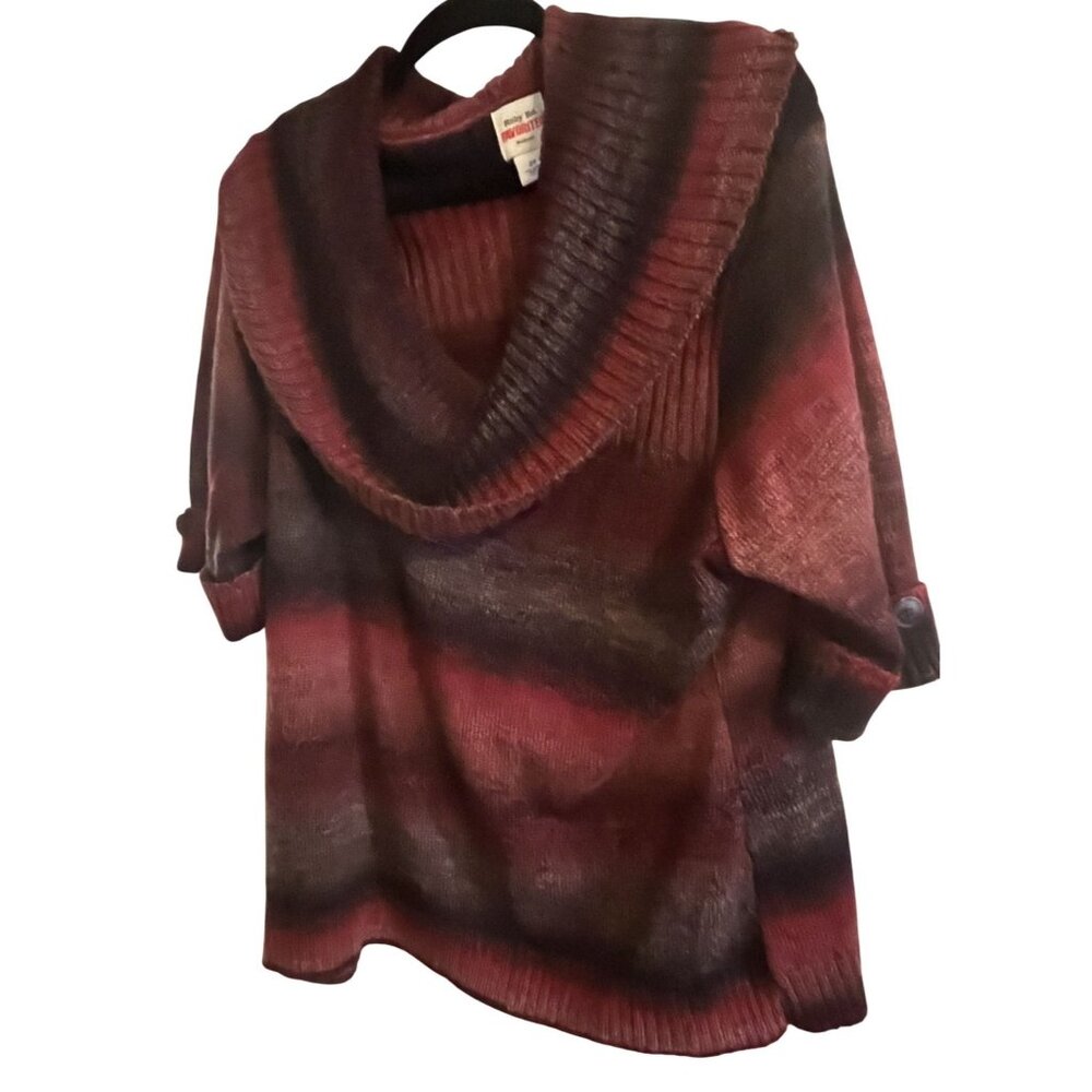 Ruby Road Favorites Cowl Neck 2XL XXL Womens Short Slveeve Sweater Red & Black